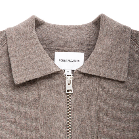 Norse Projects Bjarne Merino Cotton Milano Full Zip Jacket Warm Grey N45-05857004 Degli Uberti